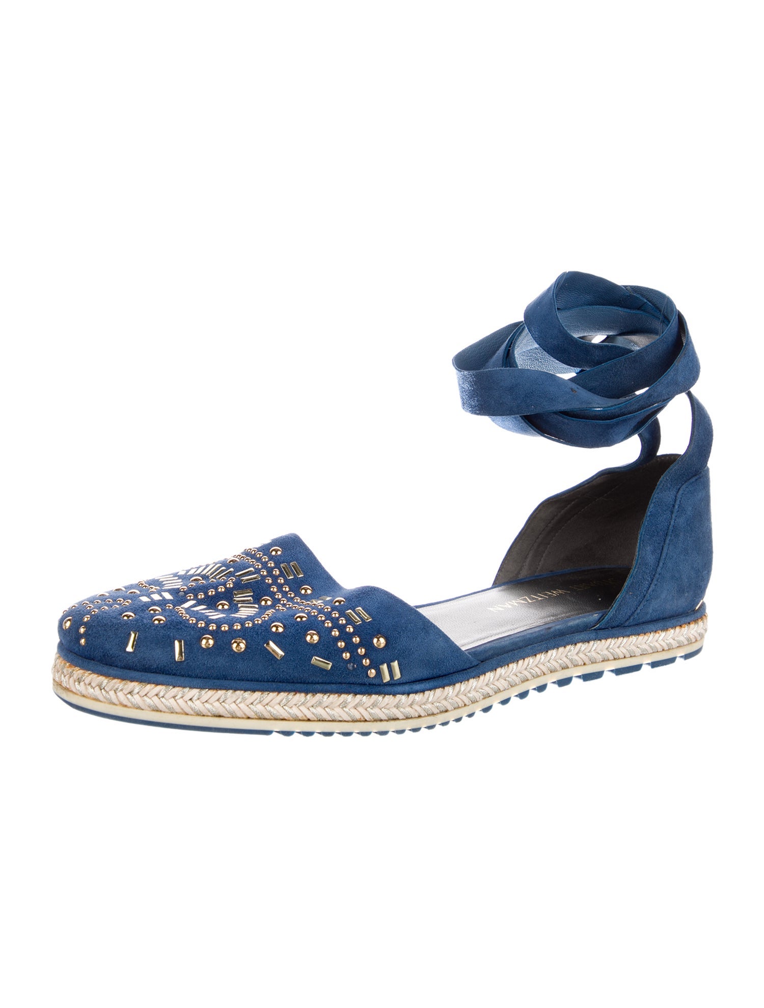 Stuart Weitzman Suede Studded Accents D'Orsay Flats