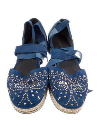 Stuart Weitzman Suede Studded Accents D'Orsay Flats