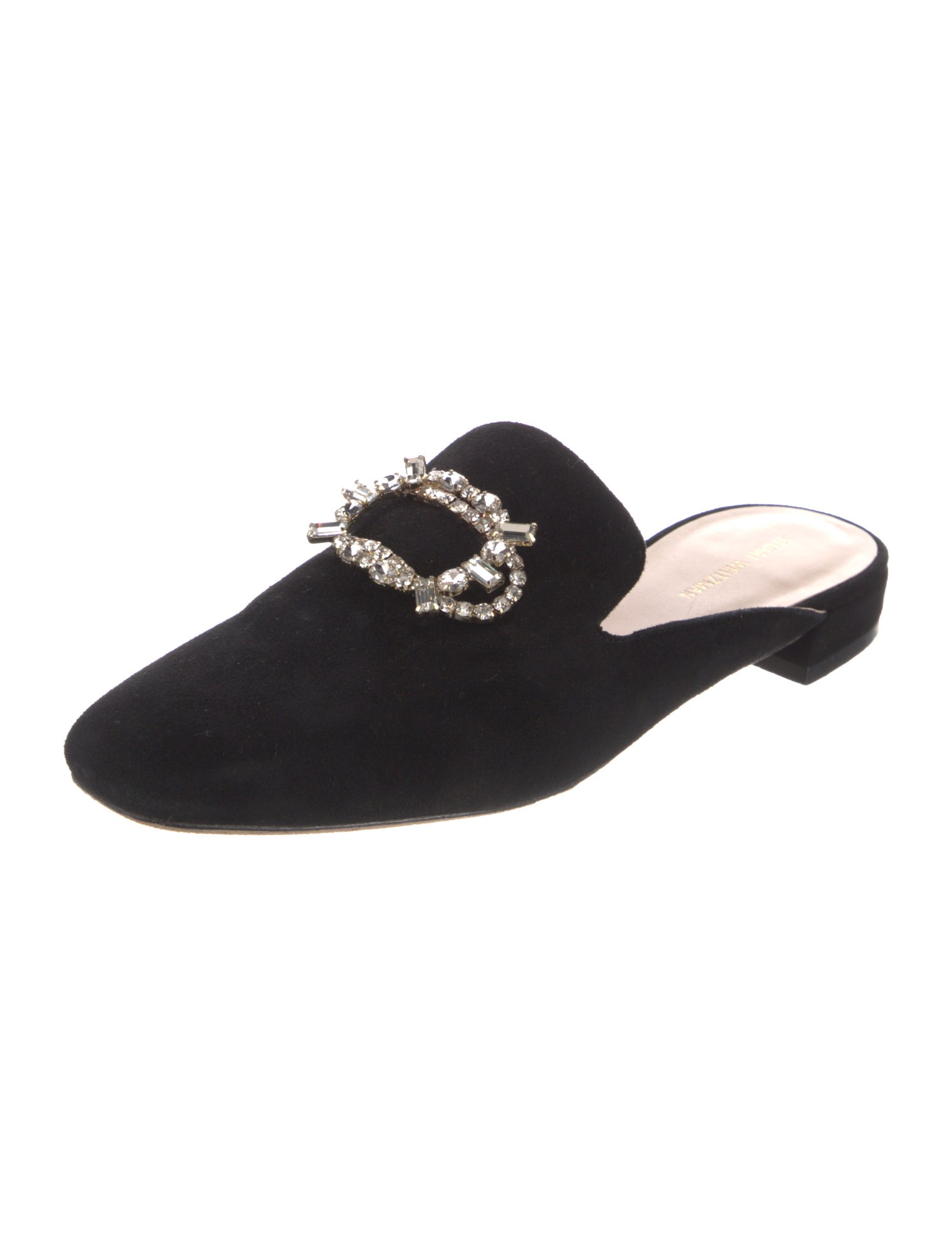 Stuart Weitzman Velvet Beaded Accents Mules