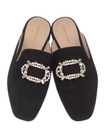 Stuart Weitzman Velvet Beaded Accents Mules