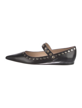 Stuart Weitzman Leather Studded Accents Mary Jane Flats