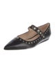 Stuart Weitzman Leather Studded Accents Mary Jane Flats