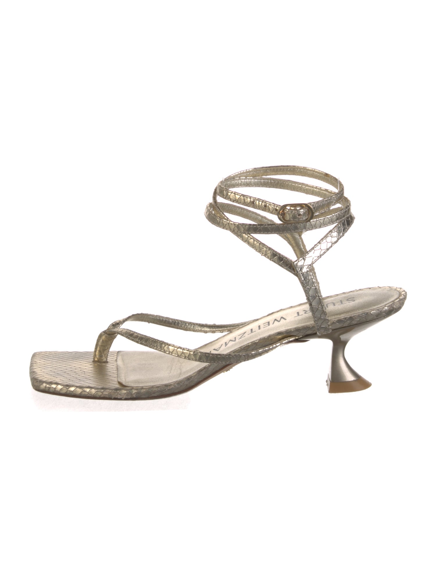 Stuart Weitzman Embossed Leather Gladiator Sandals