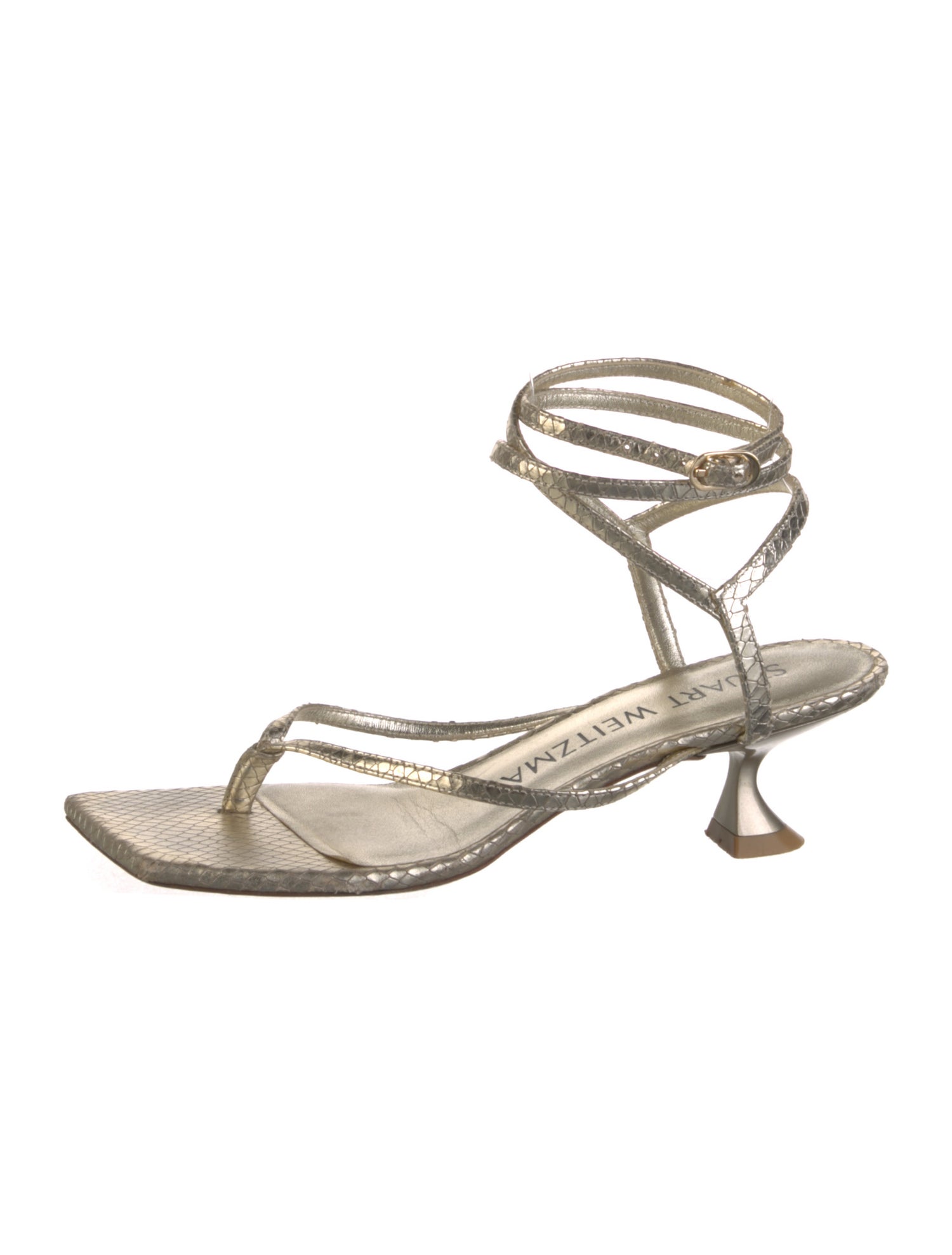 Stuart Weitzman Embossed Leather Gladiator Sandals