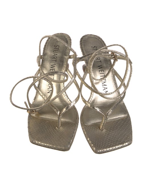 Stuart Weitzman Embossed Leather Gladiator Sandals