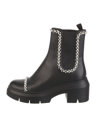 Stuart Weitzman Leather Beaded Accents Chelsea Boots