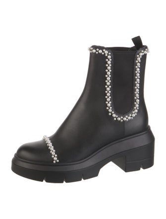 Stuart Weitzman Leather Beaded Accents Chelsea Boots