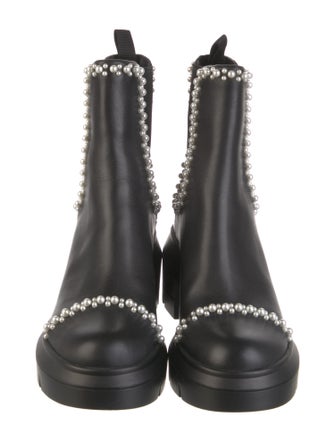 Stuart Weitzman Leather Beaded Accents Chelsea Boots