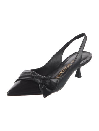 Stuart Weitzman Leather Bow Accents Slingback Pumps
