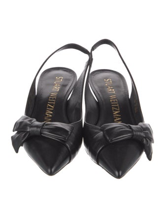 Stuart Weitzman Leather Bow Accents Slingback Pumps