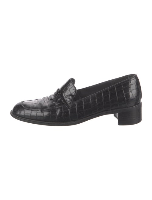 Stuart Weitzman Embossed Leather Tassel Accents Loafers