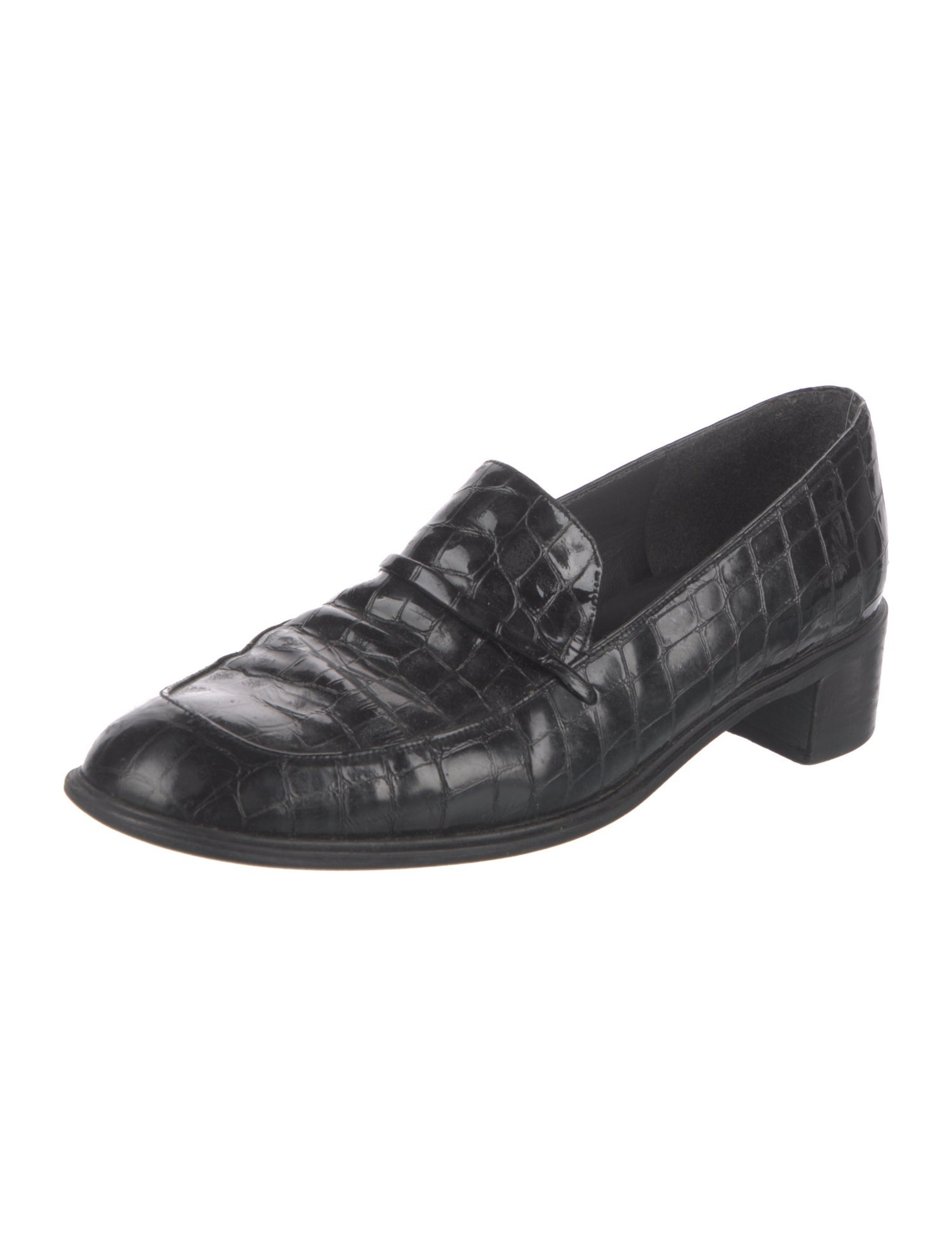 Stuart Weitzman Embossed Leather Tassel Accents Loafers