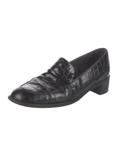 Stuart Weitzman Embossed Leather Tassel Accents Loafers