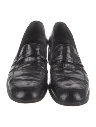 Stuart Weitzman Embossed Leather Tassel Accents Loafers