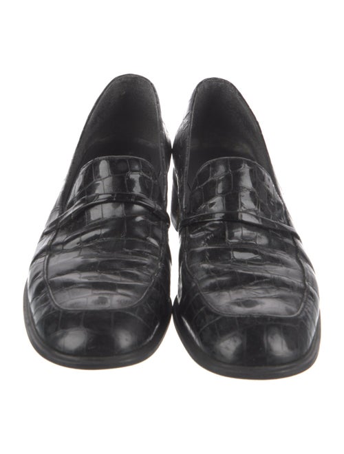 Stuart Weitzman Embossed Leather Tassel Accents Loafers