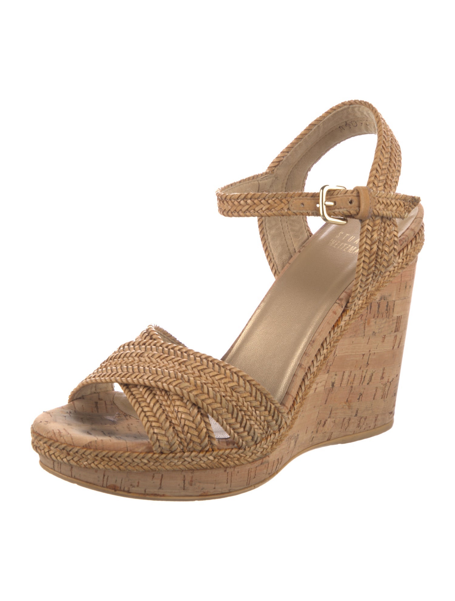 Stuart Weitzman Leather Braided Accents Slingback Sandals