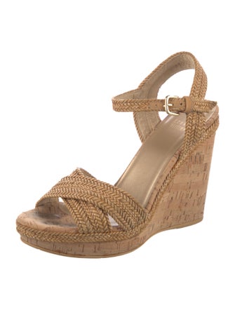 Stuart Weitzman Leather Braided Accents Slingback Sandals