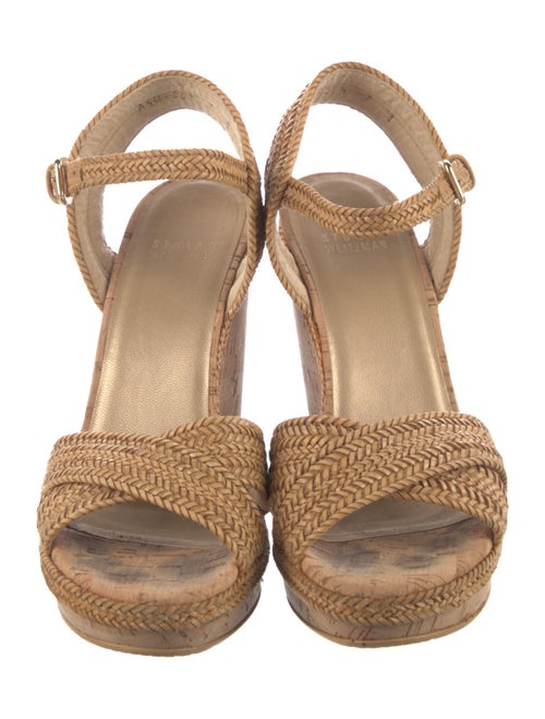 Stuart Weitzman Leather Braided Accents Slingback Sandals