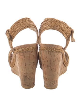 Stuart Weitzman Leather Braided Accents Slingback Sandals