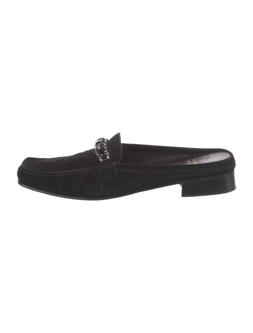 Stuart Weitzman Suede Crystal Embellishments Mules