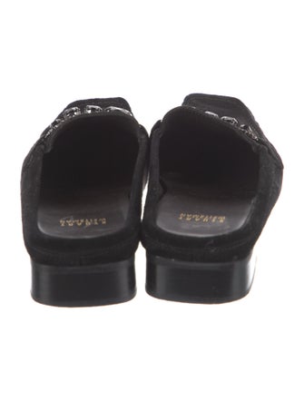 Stuart Weitzman Suede Crystal Embellishments Mules