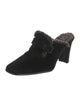 Stuart Weitzman Suede Faux Fur Trim Mules