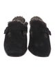 Stuart Weitzman Suede Faux Fur Trim Mules