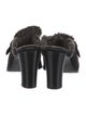 Stuart Weitzman Suede Faux Fur Trim Mules