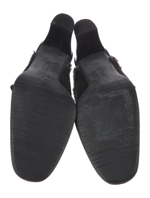 Stuart Weitzman Suede Faux Fur Trim Mules