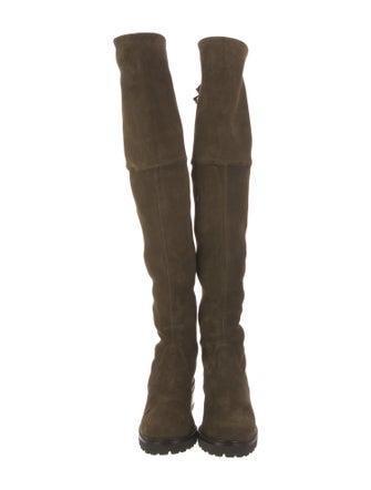Stuart Weitzman Suede Whipstitch Trim Boots