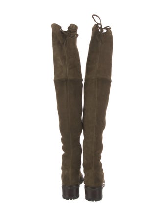 Stuart Weitzman Suede Whipstitch Trim Boots