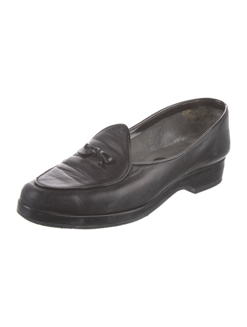 Stuart Weitzman Leather Bow Accents Loafers