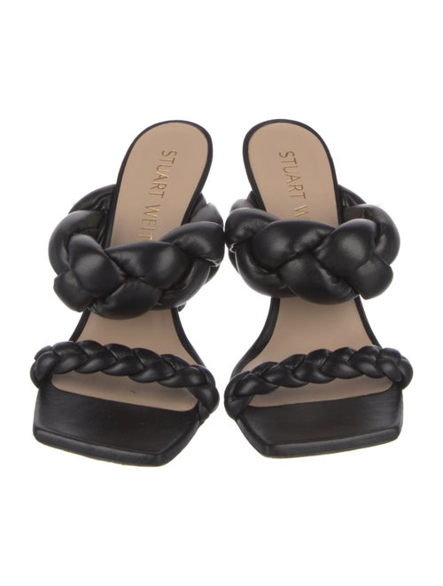 Stuart Weitzman Leather Braided Accents Slides