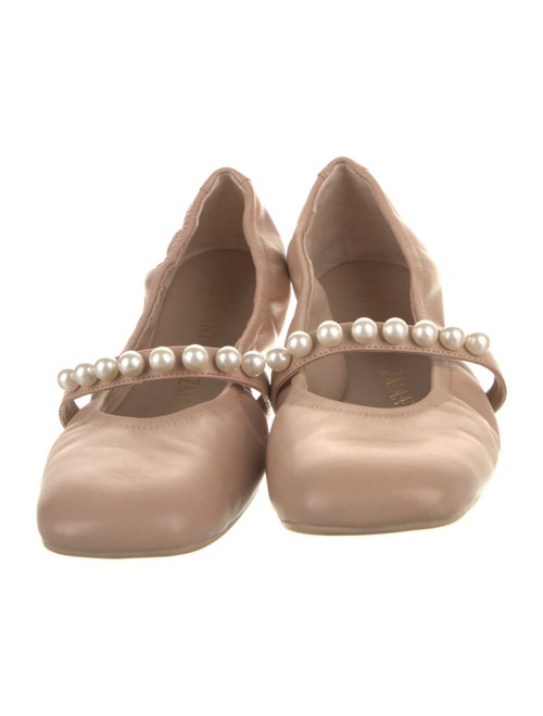 Stuart Weitzman Leather Beaded Accents Mary Jane Flats