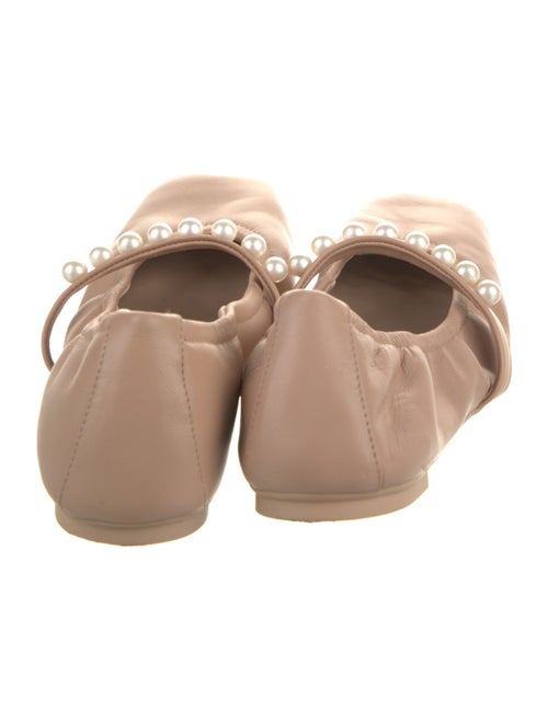 Stuart Weitzman Leather Beaded Accents Mary Jane Flats