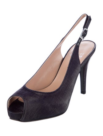 Stuart Weitzman Leather Animal Print Slingback Pumps
