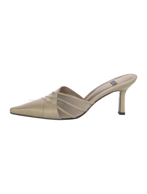 Stuart Weitzman Leather Mesh Accents Mules
