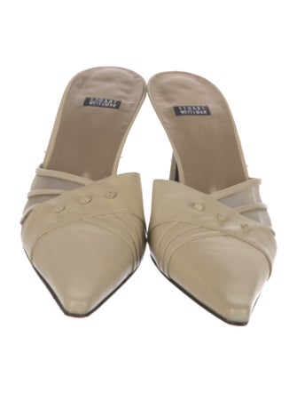 Stuart Weitzman Leather Mesh Accents Mules
