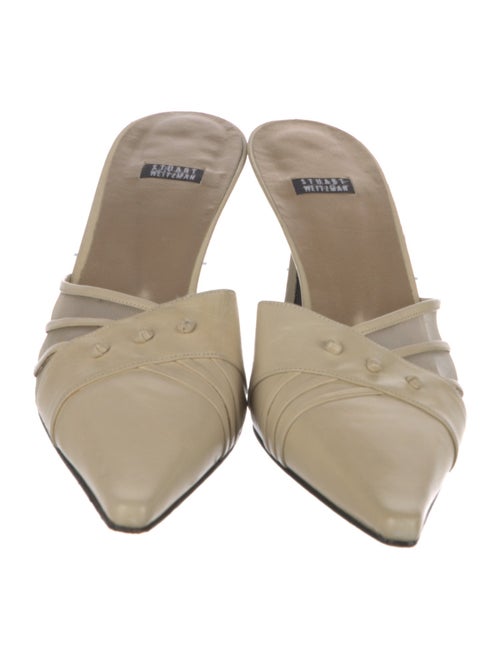 Stuart Weitzman Leather Mesh Accents Mules