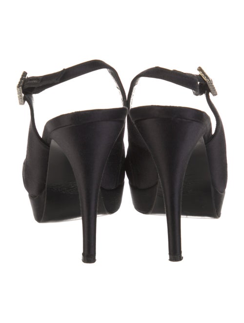 Stuart Weitzman Satin Crystal Embellishments Slingback Pumps