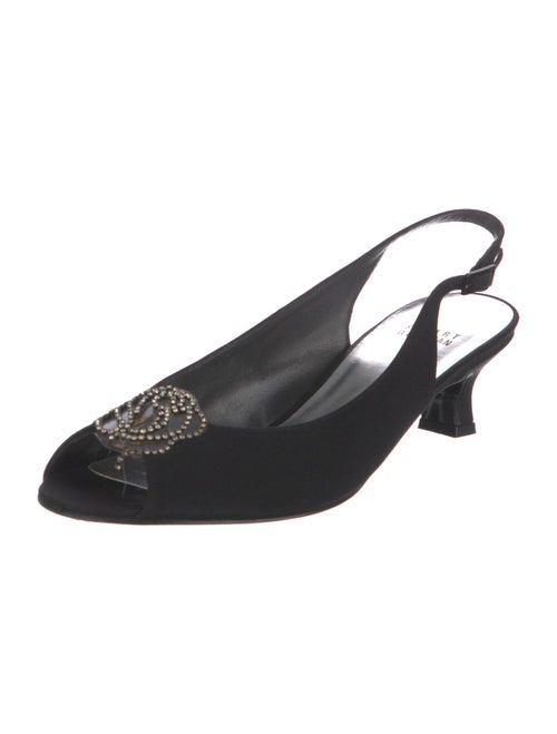 Stuart Weitzman Satin Crystal Embellishments Slingback Pumps