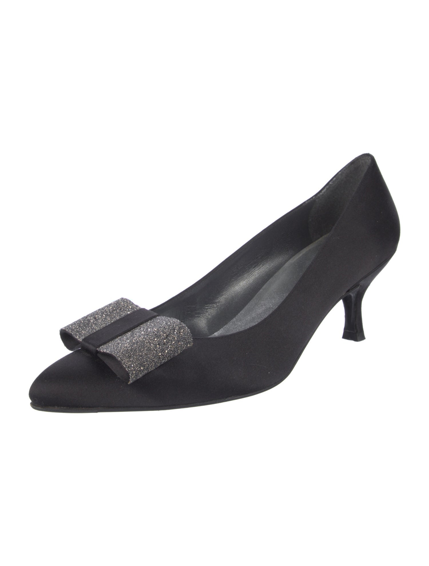 Stuart Weitzman Satin Ruffle Embellishment Pumps