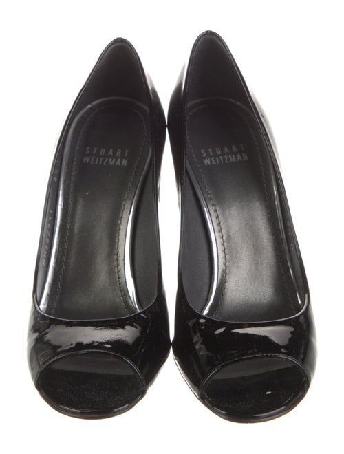 Stuart Weitzman Patent Leather Cutout Accent Pumps