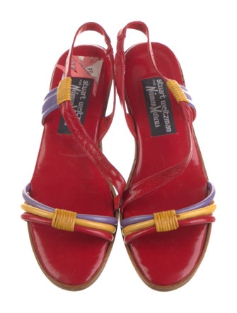 Stuart Weitzman Leather Printed Slingback Sandals