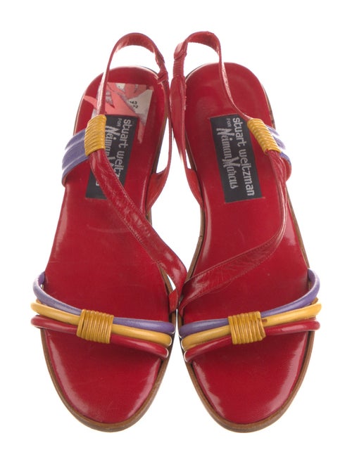 Stuart Weitzman Leather Printed Slingback Sandals