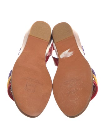 Stuart Weitzman Leather Printed Slingback Sandals