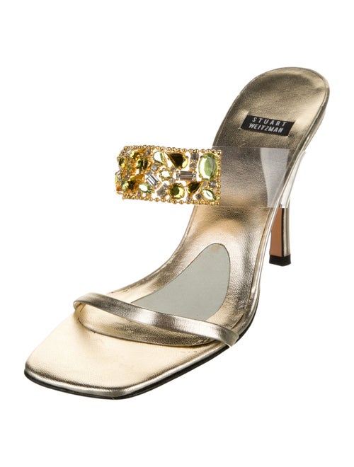 Stuart Weitzman PVC Crystal Embellishments Slides