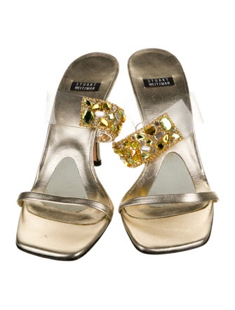 Stuart Weitzman PVC Crystal Embellishments Slides