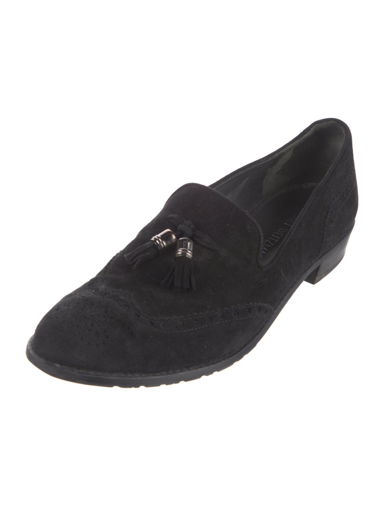 Stuart Weitzman Suede Lasercut Accents Loafers