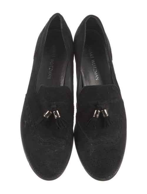Stuart Weitzman Suede Lasercut Accents Loafers